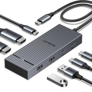UGREEN 7 in 1 Revodok Pro USB C Docking Station Dual 4k HDMI Monitor, USB C Hub with 2 HDMI, 2*USB A&C 10Gbps Date Transfers, PD 100W, USB C Dock for MacBook Air/Pro, ThinkPad, iPad Pro, and More